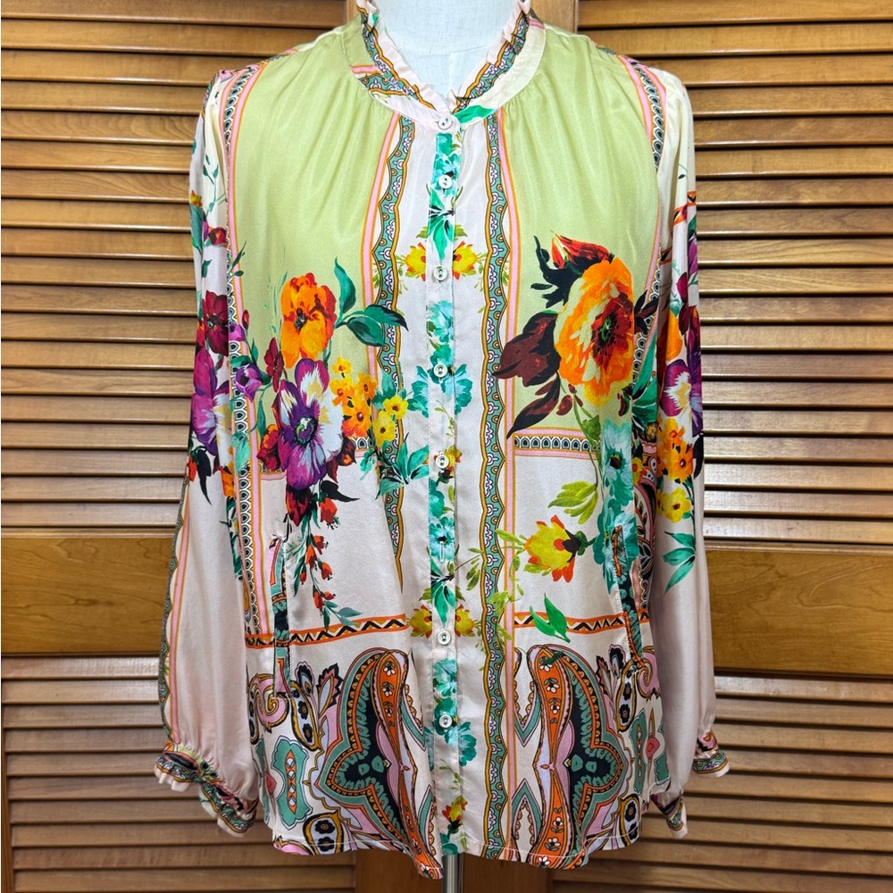 Johnny Was Floral Paisley Blouse Size S